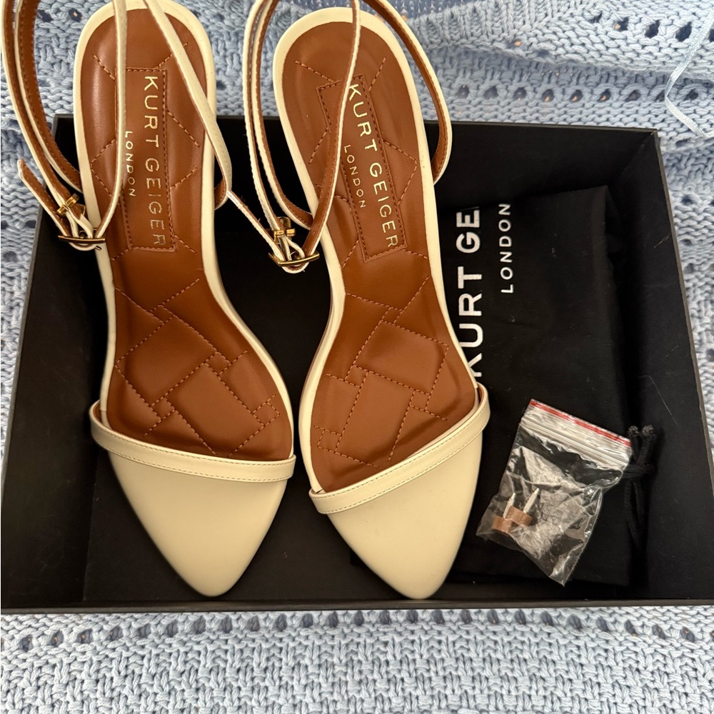 Kurt Geiger Cream and Tan Strappy Heels